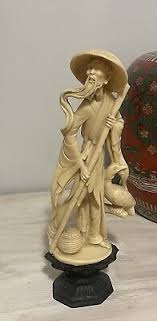 MID-CENTURY ASIAN RESIN CORMORANT FISHERMAN ...