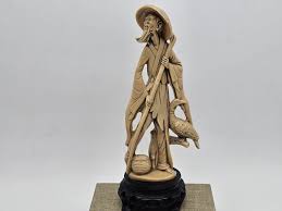 Vintage Mid-century Chinoiserie Statue Cormorant Fisherman ...