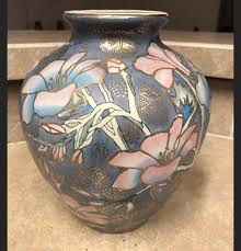 Vintage Ginger Melon Jar Vase 10” tall Chinese Hand Painted Pink & Blu Flowers. | eBay