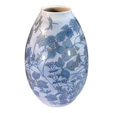 Japanese Large Blue Porcelain Vase by Master Artist For Sale at 1stDibs
