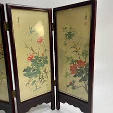 Vintage Chinese 4 Panel Folding Screen Hand Painted Silk ...