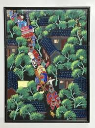 Vintage Chinese Folk Art Hand Painted Signed & Framed 22 1/2 ...