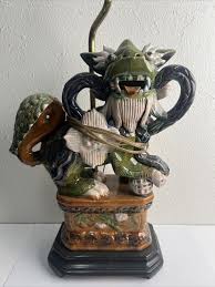 Vintage Foo Dog Sculpture Lamp Large 35” Shiwan Pottery 17” Sculpture | eBay