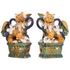 Majolica Foo Dogs - For Sale on 1stDibs | foo dogs for sale