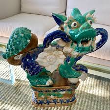 Perros Foo de Terracota Esmaltada, Pareja en venta en 1stDibs