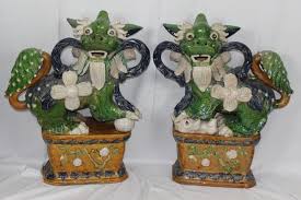 Sold at Auction: Pair of Terracotta Temple/Foo Dogs