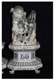 Sold at Auction: Pair of Antique Chinese Carved Ivory Foo Dog Sculptures