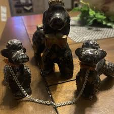 Vintage Miniature Ceramic Black Standard Poodle with Felt ...