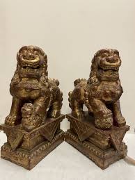 Pair of Chinese Wood Foo Dogs - Branford Antiques & Home ...