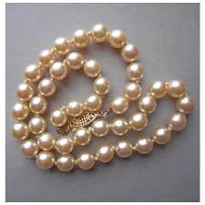 Faux Pearls Necklace Knotted 7.5 mm Vintage Deep Cream 15.75 ...