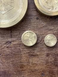 Lot of 8 Brass Round Gold Measuring Weights Original Fine ...