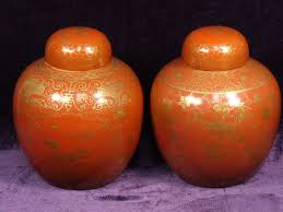 Gorgeous Pr antique 19C Chinese red background gold gilt porcelain jars | eBay