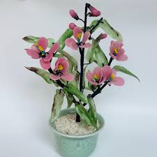Jade Leaf Pink Cherry Blossom Bonsai Tree in Glazed Pot 8.5" - Etsy