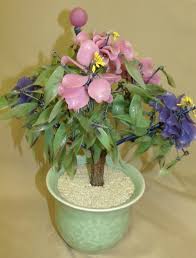 Bonsai Jade Color Jade Glass Flowers Tree Celadon Porcelain Pot | eBay