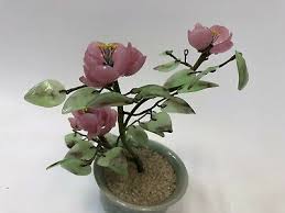 Vintage 9" Chinese China Pink Chrysanthemum Mum Jade Mineral Glass Flowers Statu | eBay Australia