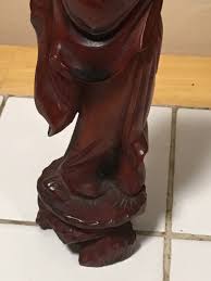 Vintage Chinese Hand Carved Dark Wood Statue | eBay