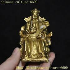 2.2" Chinese brass Feng Shui auspicious Yuanbao Wealth God Mammon Ruyi Statue | eBay