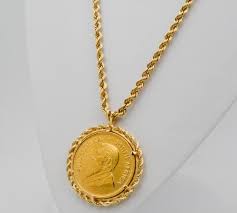 14 Karat Yellow Gold South Africa Krugerrand 1975 Coin Rope ...