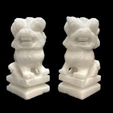 Vintage 1980s Pair of Fengshui Foo Dog Lion Carved White Ade 9" Statues - Chinese Collectible - Etsy Canada