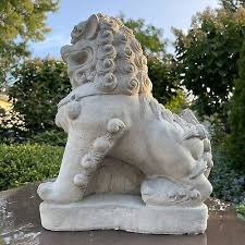 15.5" Concrete Foo Dog Garden Statue Outdoor Stone Chinese ...