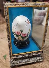 Vintage Hand Painted Egg with Glass Case Signed People's ...