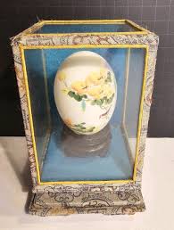 Vintage Chinese Hand Painted Egg Birds & Flowers in Display ...