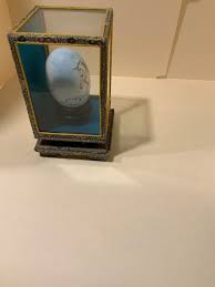 1960's hand painted unicorn egg in case. 5” high, 3 1/8 ...