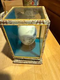 VTG Chinese Oriental Asian Hand Painted Egg w Display Case ...