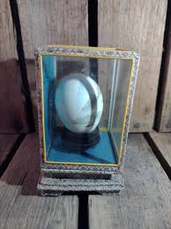 Vintage Hand Painted Egg in Glass Display Case - Etsy