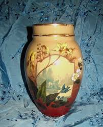 antique Victorian hand blown Bristol glass gold encrusted ...