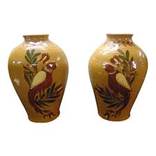 Eldreth Pottery Slip Decorated Redware Vases | Chairish