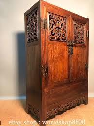 32" Old Huanghuali Wood Hand Carved Dragon Phoenix Storage ...