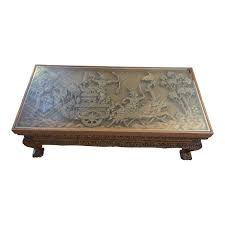 1940s Teak Hand Carved Wood Coffee Table | Chairish