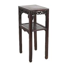 Antique Chinese Foliate Carved Rosewood Rouge Marble Top Stand C1920 at 1stDibs