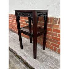 19th Century Chinese Rosewood Wood Tall End Table | Chairish