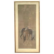 Antique Chinese Qing Dynasty Triptych of Horses in the Style of Zhao Mengfu | Chairish