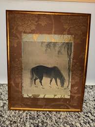 Rare Asian Chinese Horse Print -Vintage Horse and Willow Tree | eBay