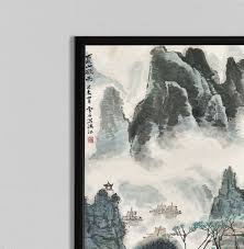 Vintage Chinese Mountain Landscape Art Print: Asian Home ...
