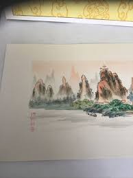 1980's Hong Kong Ink & Watercolor Painted Greeting Card in ...