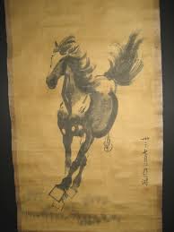 Chinese Old Antique Hand Painting Scroll Horse By Xu Beihong ...