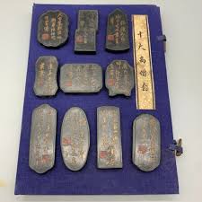A set Chinese Ancient Ink block carved 10 PC Eminent Monk statue Ink Stick+box | eBay