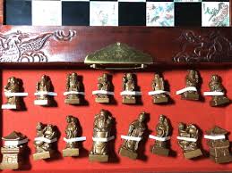Chess Set Oriental Chinese Theme Carved Wood Chess Board | eBay