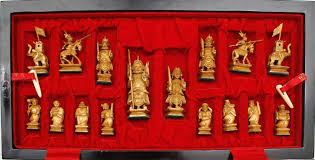 Lot - MOTHER OF PEARL INLAY CARVED BONE CHESS SET