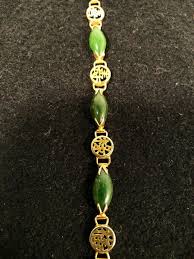 Gold Tone Jade Style Stone Asian Theme Bracelet | eBay