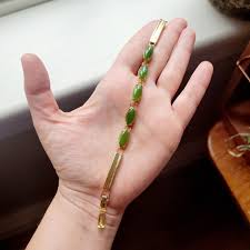Vintage Dainty Gold Jade Marquise Bracelet - Etsy