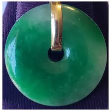 Wonderful 18K Gold Vintage Jade Bi Disc Pendant. For Sale at ...