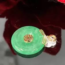 Jewelry | 14k Yellow Gold Circle Jade Lucky Character ...