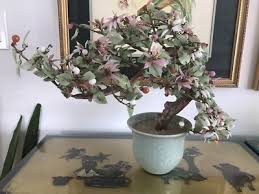 Chinese Republic Jade Glass & Hardstone Flower Bonsai ...