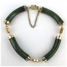 Vintage Chinese Jade Gold-Tone Link Bracelet. For Sale at ...