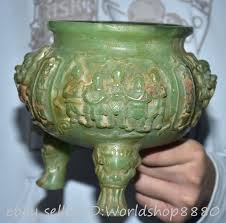 7.2" Old Chinese Green Jade Carved Fengshui “五路财神 ...